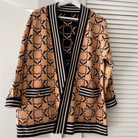 Sandro Reversible Oversized Cardigan Brown - Picture 3 of 7